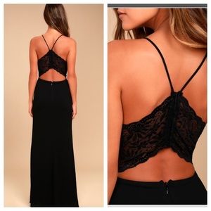 NWT black lace Lulu’s gown maxi dress XS